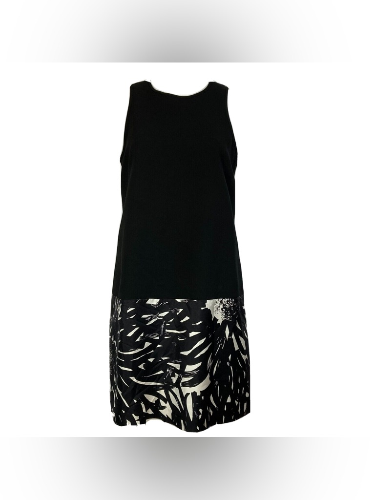 Anthropologie 4 Collective Black Silk Abstract Trim Mini Dress 12